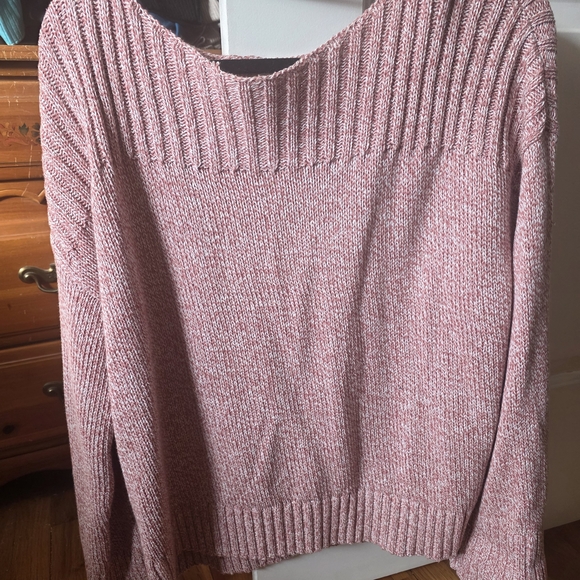 LOFT Women's Pink Knit Crew Neck Sweater - Picture 2 of 4